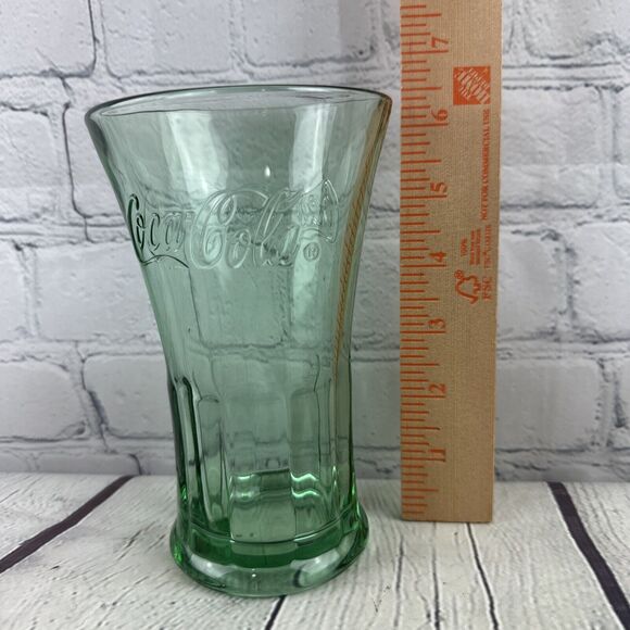 Vintage Coca-Cola 6 1/2" Green Libbey Flared Drinking Glass Tumbler 16oz Heavy - Picture 2 of 7